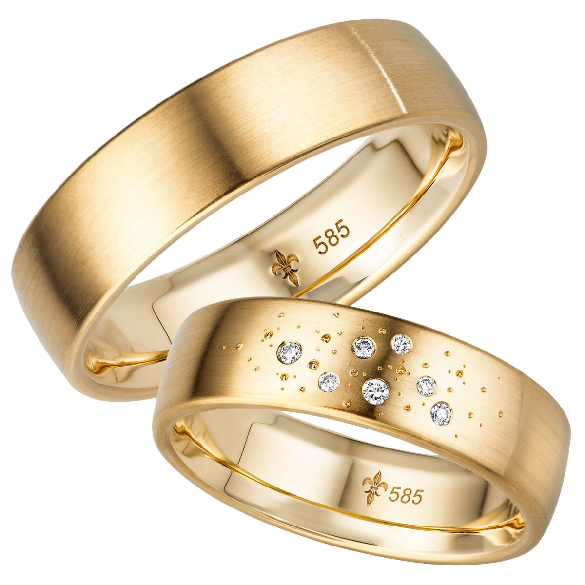 Giloy Trauringe Ariane Gelbgold TR-0-00019 & TR-1-00019