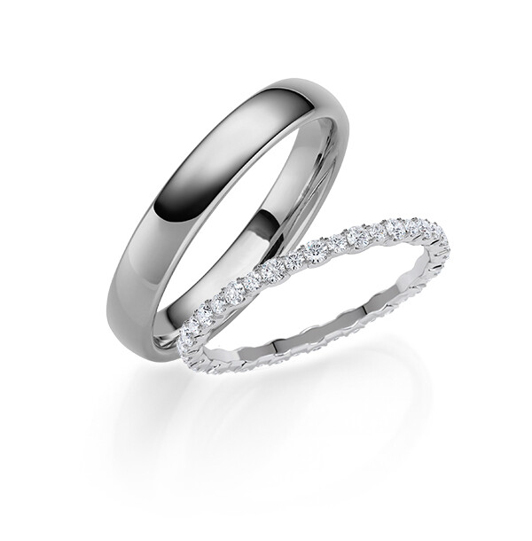 Paar Trauringe / Eheringe Graugold 585/- zus. 0,540 ct, tw, si - RU-1823-5