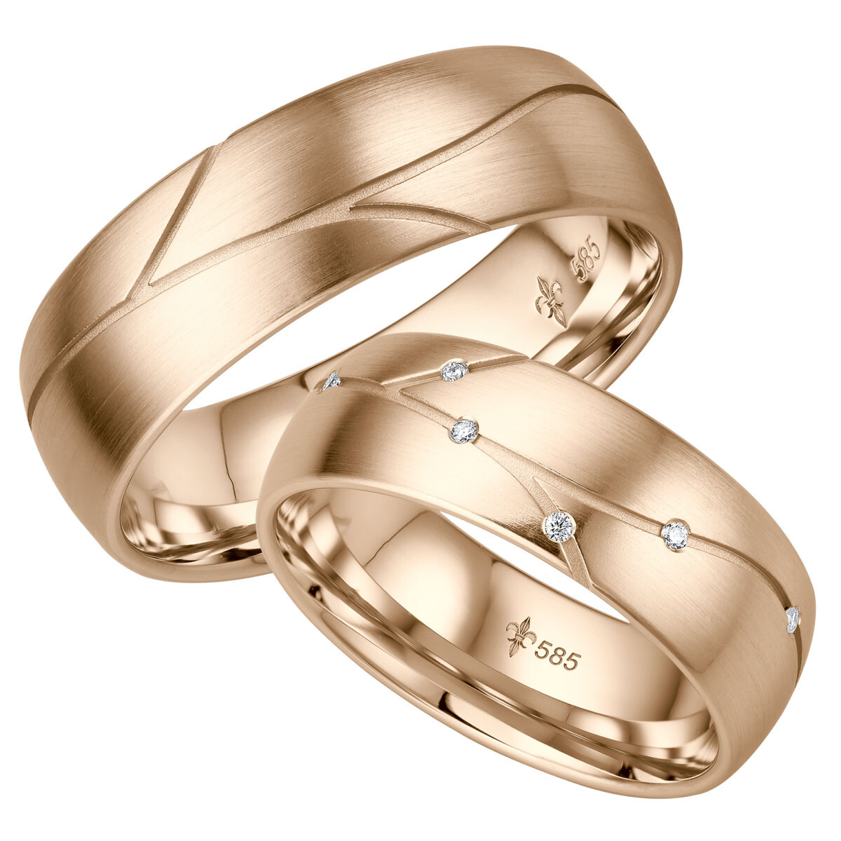 Giloy Trauringe Isabelle Roségold TR-0-00018 & TR-1-00018