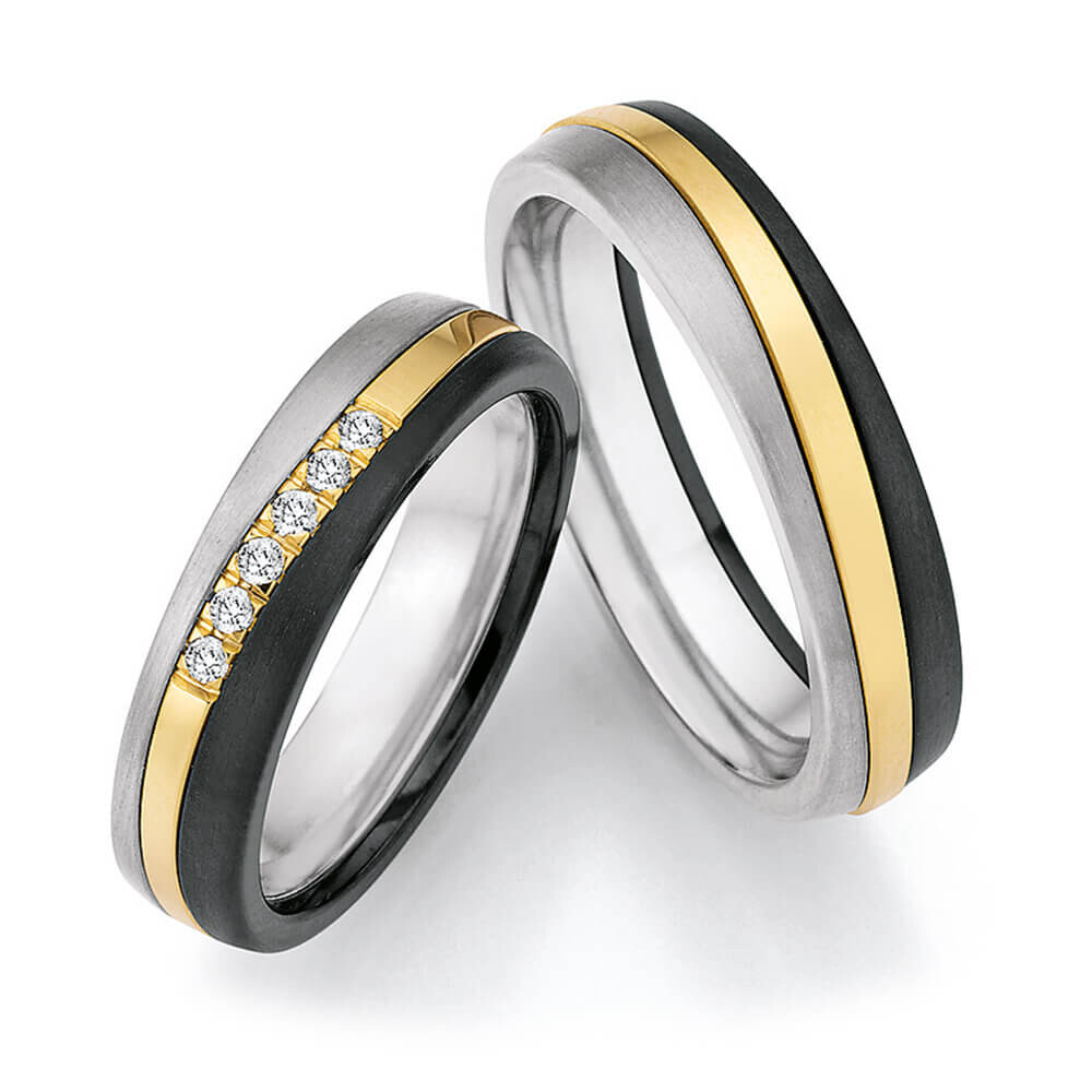 Trauringe Surfing Colors Zirkonium & Gelbgold & Titan Ruesch 14/20010