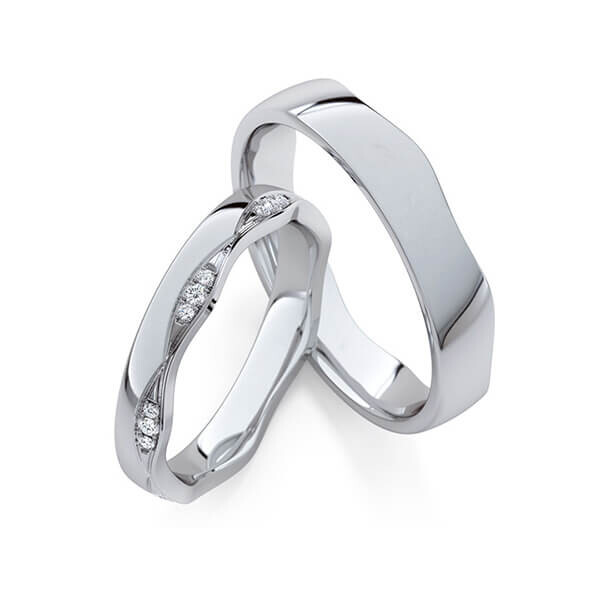 Paar Trauringe / Eheringe Platin 600/- zus. 0,140 ct, tw, si - RU-1774-5