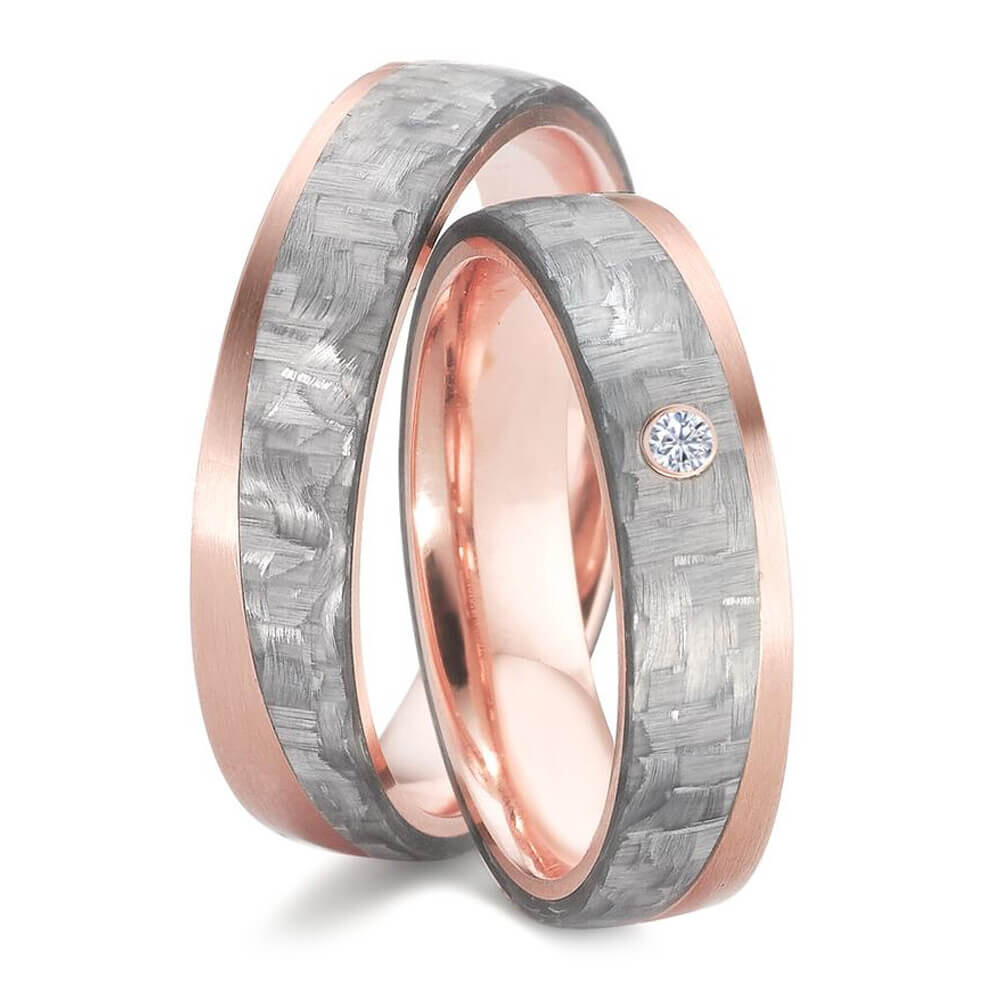 Trauringe Carbon Rotgold 585 Brillant TitanFactory 52618