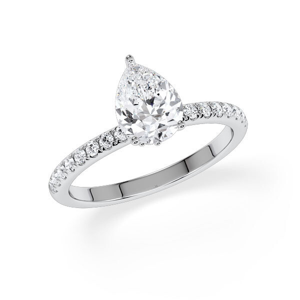 Ring Veiled Halo Tropfen Diamant Weißgold Rubin 1894