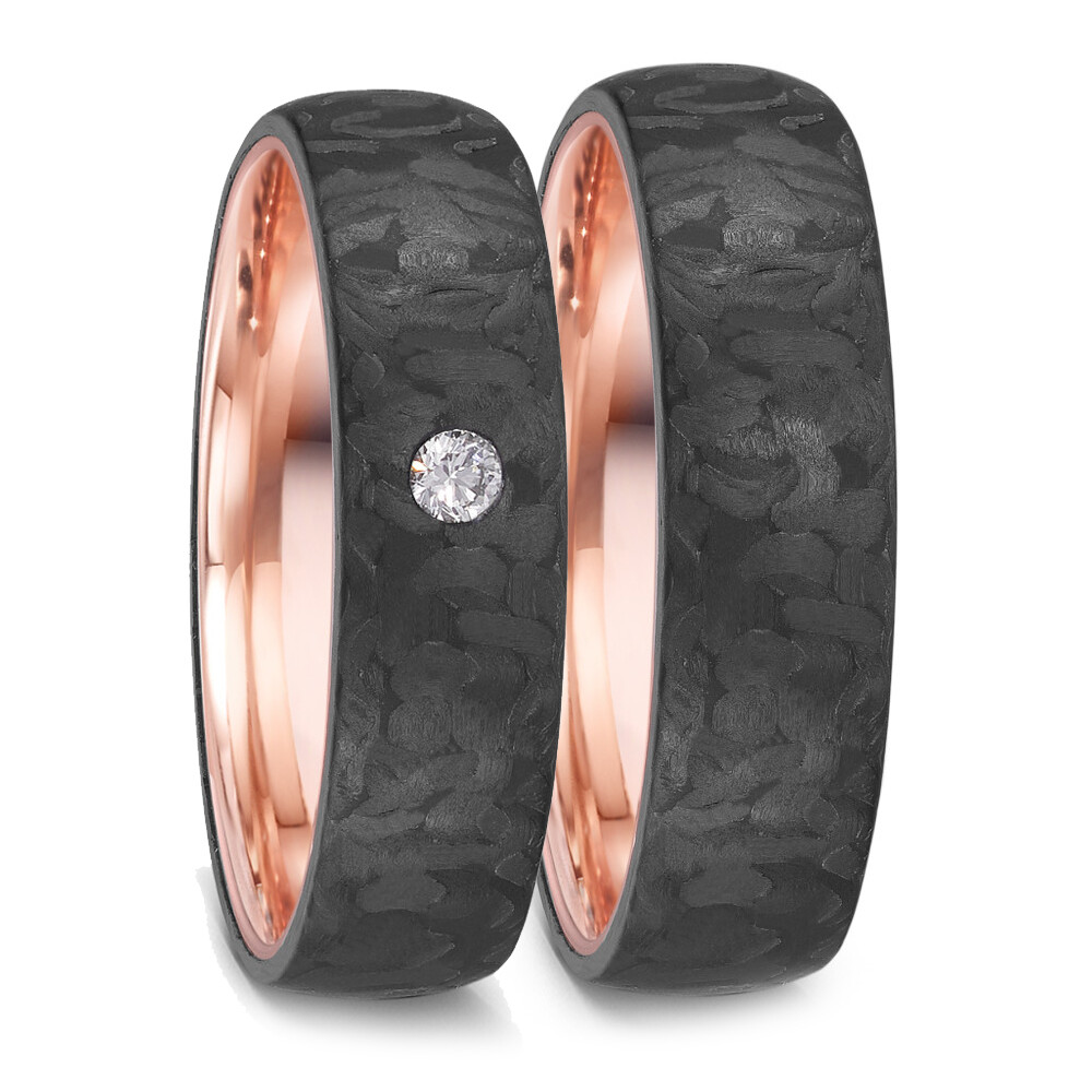 Volcanic Love Eheringe aus Rotgold 585 & Carbon TeNo 52661