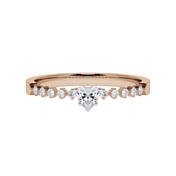 Verlobungsring Herz Diamant Peach-Gold 585 & Platin 950 zus. 0,300ct. Rubin 1794