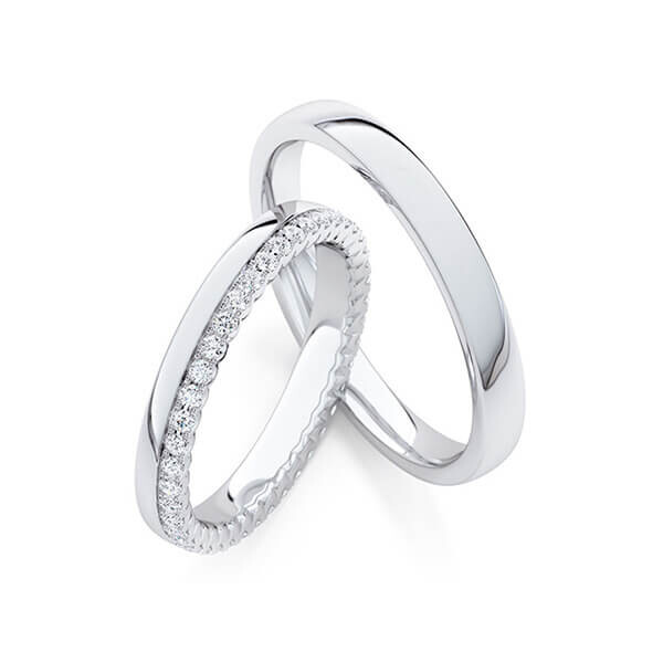 Trauringe Memoire Palladium 950 Brillant zus. 0,410 ct. tw, si Rubin RU-1764