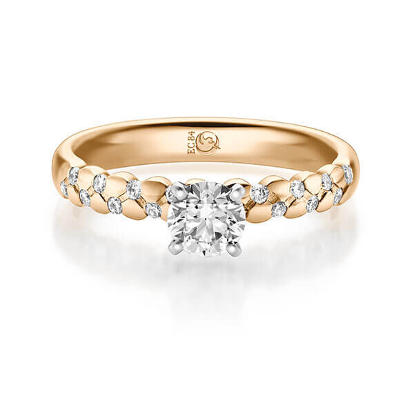 Diamantring Roségold 375 zus. 0,740 ct, Lab-Grown & tw,si Brillant Rubin RU-1723-10