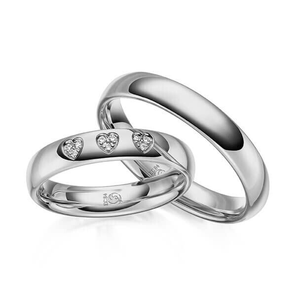 Paar Trauringe / Eheringe Graugold 585/- zus. 0,045 ct, tw, si - RU-1628-5