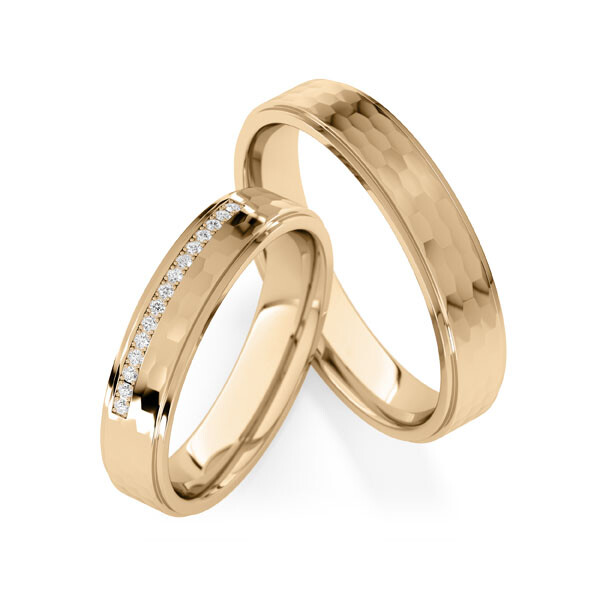 Paar Trauringe / Eheringe Roségold 375/- zus. 0,090 ct, tw, si - RU-1849-4