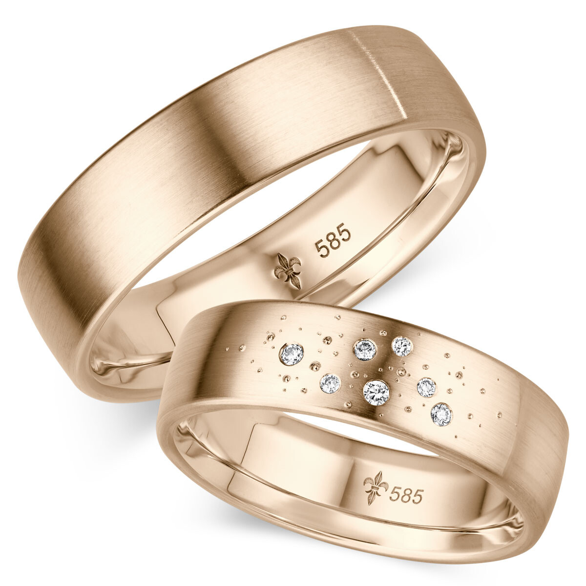 Giloy Trauringe Ariane Roségold TR-0-00019 & TR-1-00019