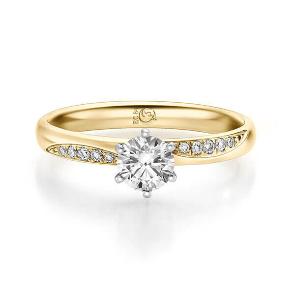 Diamantring Gelbgold 375 zus. 0,572 ct, tw,si Brillant Rubin RU-1717-2