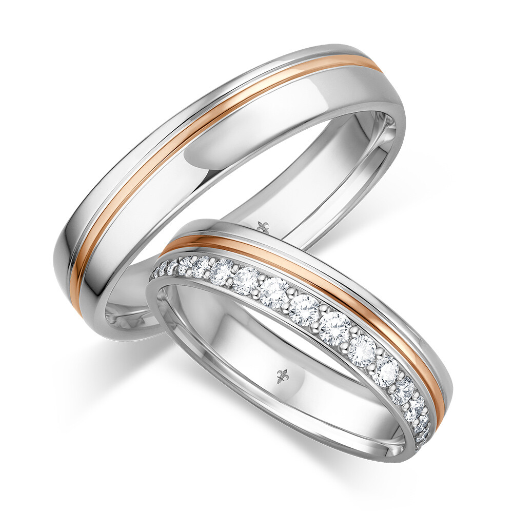 Trauringe Feven Weiß-/Roségold Giloy TR-0/TR-1-00094