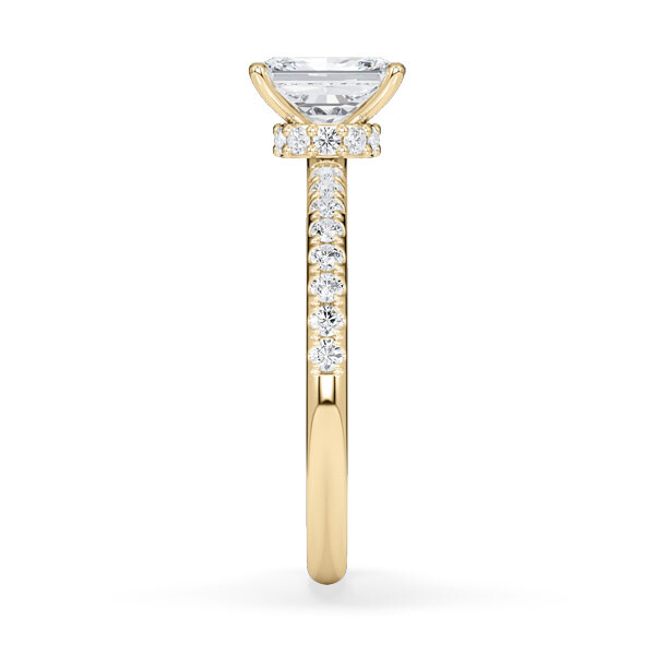 Diamantring Veiled Halo Radiant Gelbgold Rubin 1896