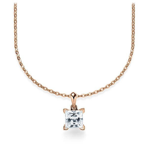 Collier Rotgold 750 Prinzess-Diamant zus. 0,500 ct, tw, vs Rubin RU-1577-11