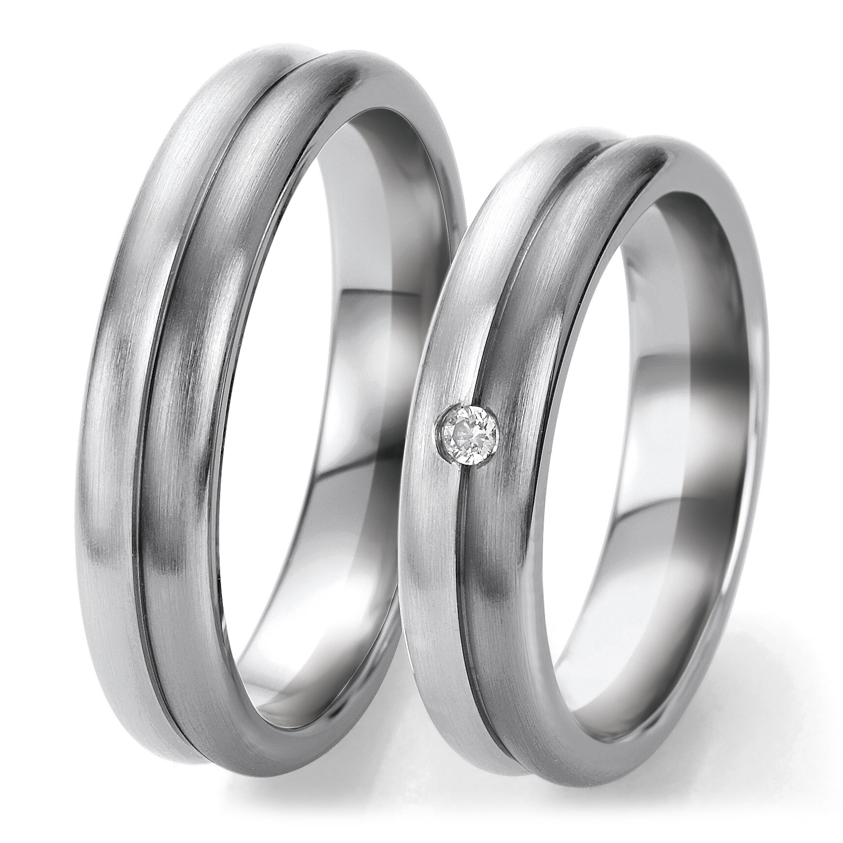 Breuning Trauringe 48/06301 & 48/06302 Weißgold & Graugold