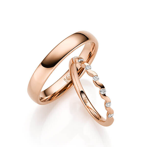 Paar Trauringe / Eheringe Rotgold 333/- zus. 0,140 ct, tw, si - RU-1707-3