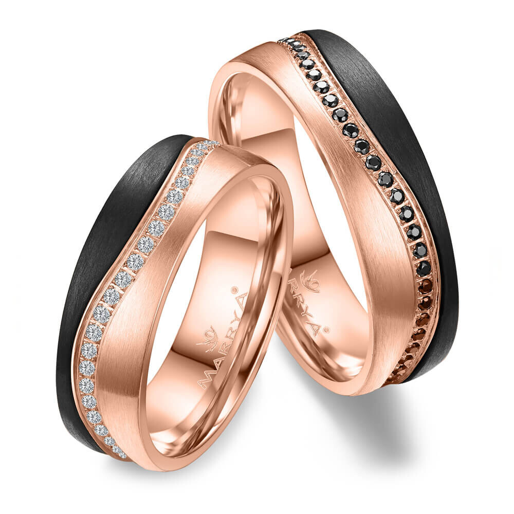 Trauringe Partnerringe Roségold Carbon Marrya CA-20