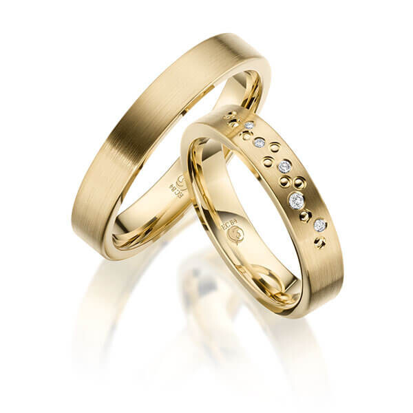 Paar Trauringe / Eheringe Gelbgold 333/- zus. 0,041 ct, tw, si - RU-1635-1