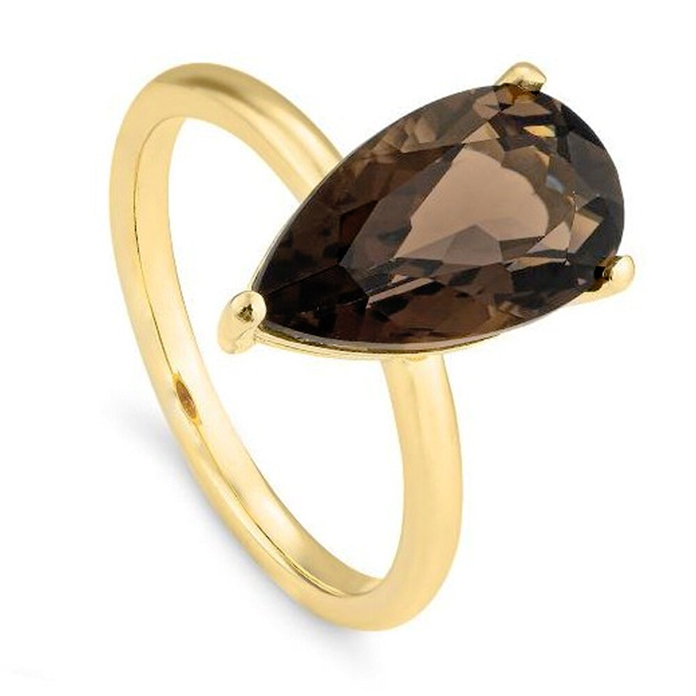 Goldring mit Rauchquarz in Tropfenform Breuning 42/300080