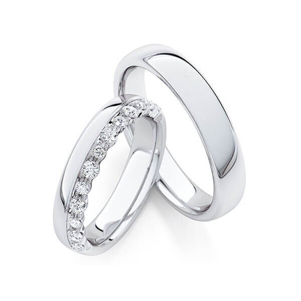 Trauringe Memoire Weißgold 333 Brillant zus. 0,380 ct. tw, si Rubin RU-1760