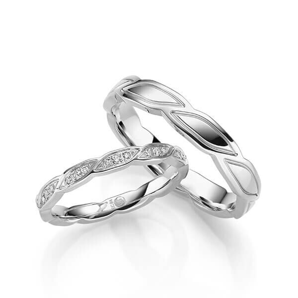 Paar Trauringe / Eheringe Palladium 585/- zus. 0,120 ct, tw, si - RU-1705-6
