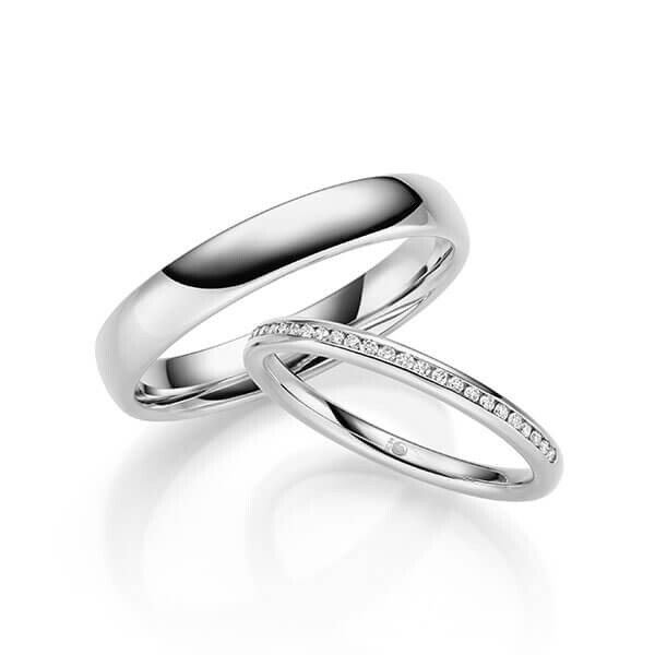 Paar Trauringe / Eheringe Platin 600/- zus. 0,140 ct, tw, si - RU-1697-5