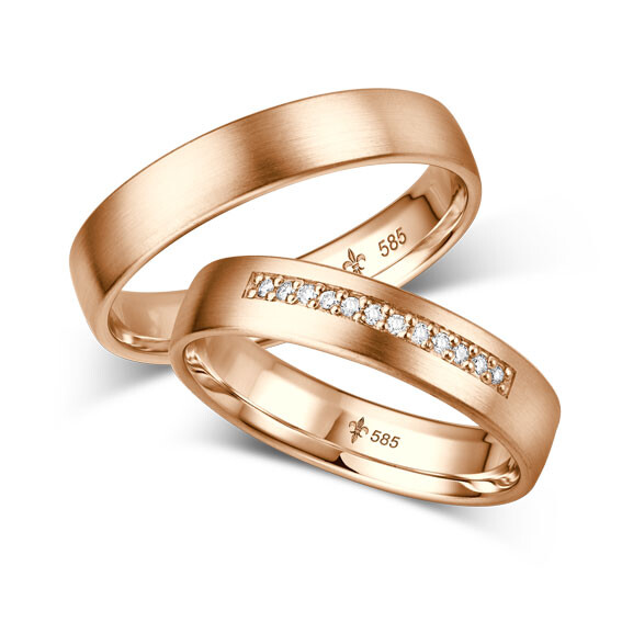 Giloy Trauringe TR-0-00063 & TR-1-00063 Delaine Rotgold