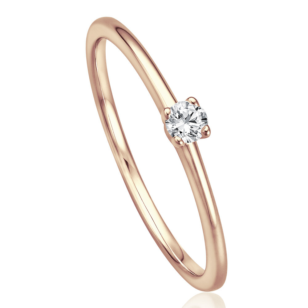 bella luce Solitaire Ring Roségold Brillant 0.090 ct. w/si