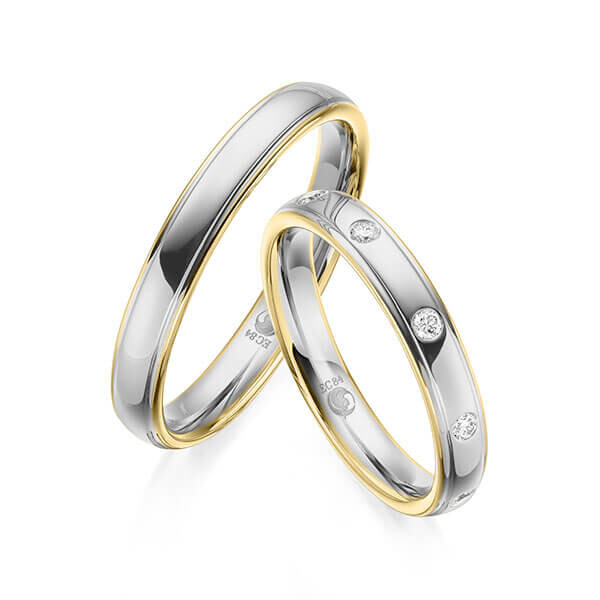 Trauringe Mehrfarbig Gelbgold Platin Rubin RU-1601
