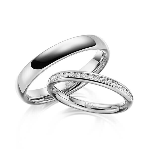 Paar Trauringe / Eheringe Weißgold 333/- zus. 0,300 ct, tw, si - RU-1637-2