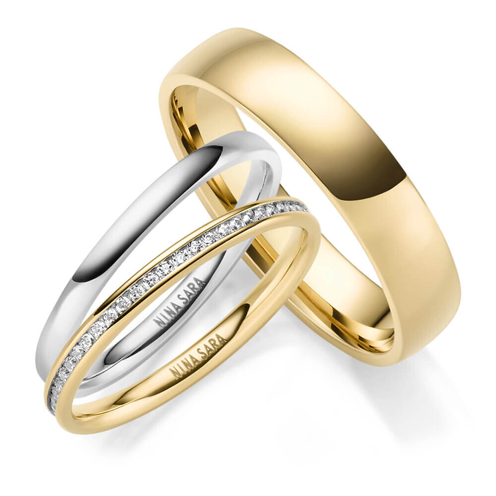 Edelstahlringe Gold Triset Zirkonia Nina Sara NS-G5