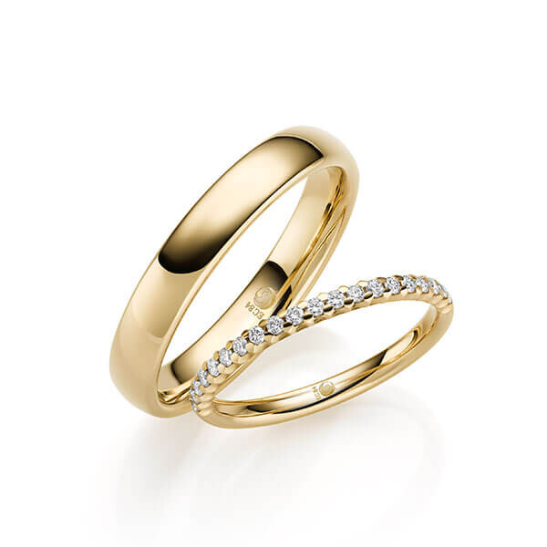 Paar Trauringe / Eheringe Gelbgold 333/- zus. 0,200 ct, tw, si - RU-1709-1