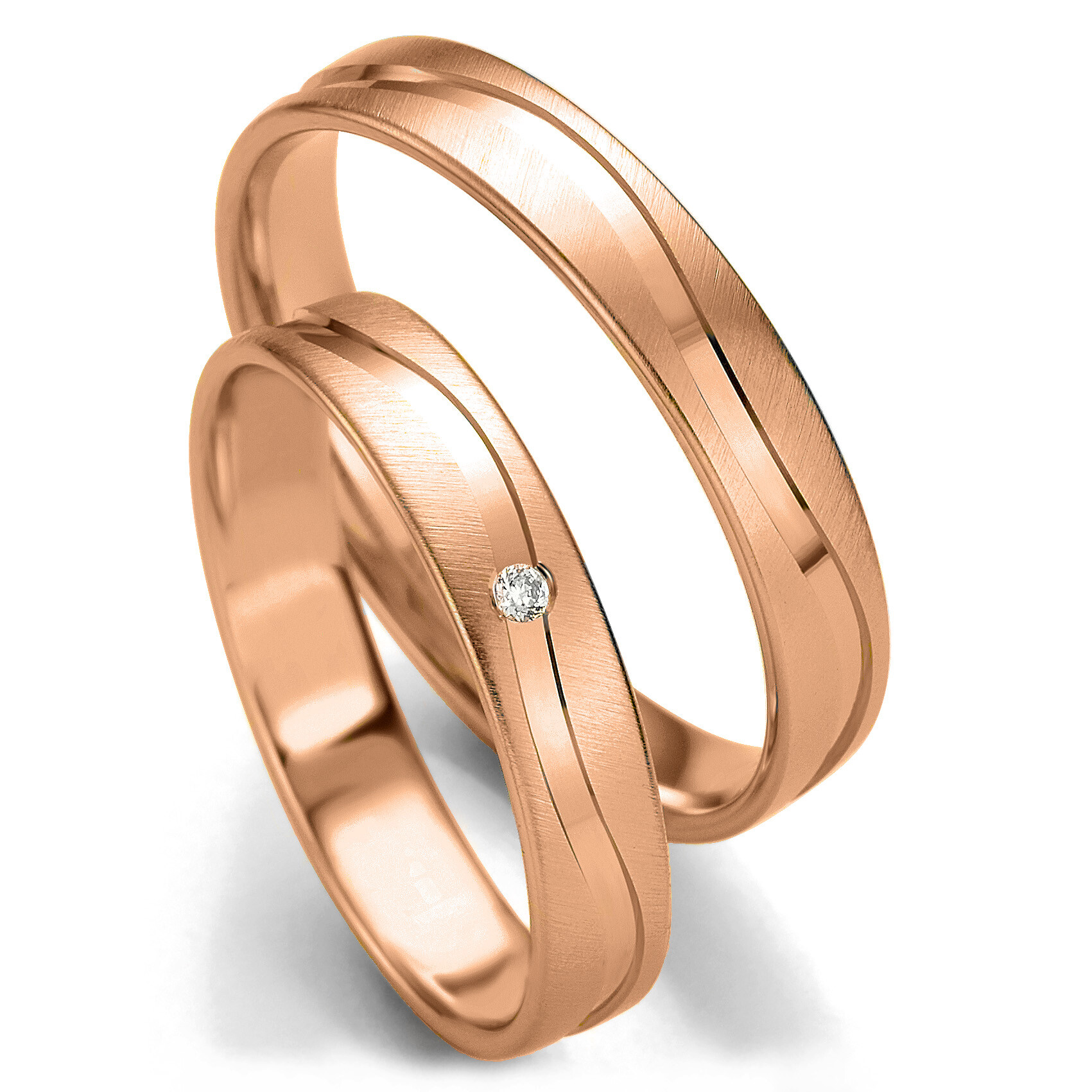 Breuning Trauringe Eheringe Rotgold Brillant 48/07131 & 48/07132
