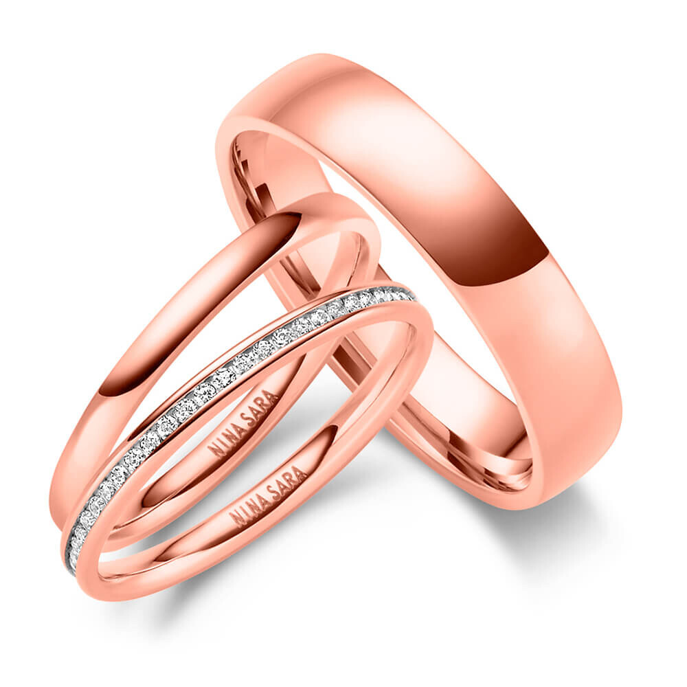 Edelstahlringe Rosé Triset Zirkonia Nina Sara NS-G2