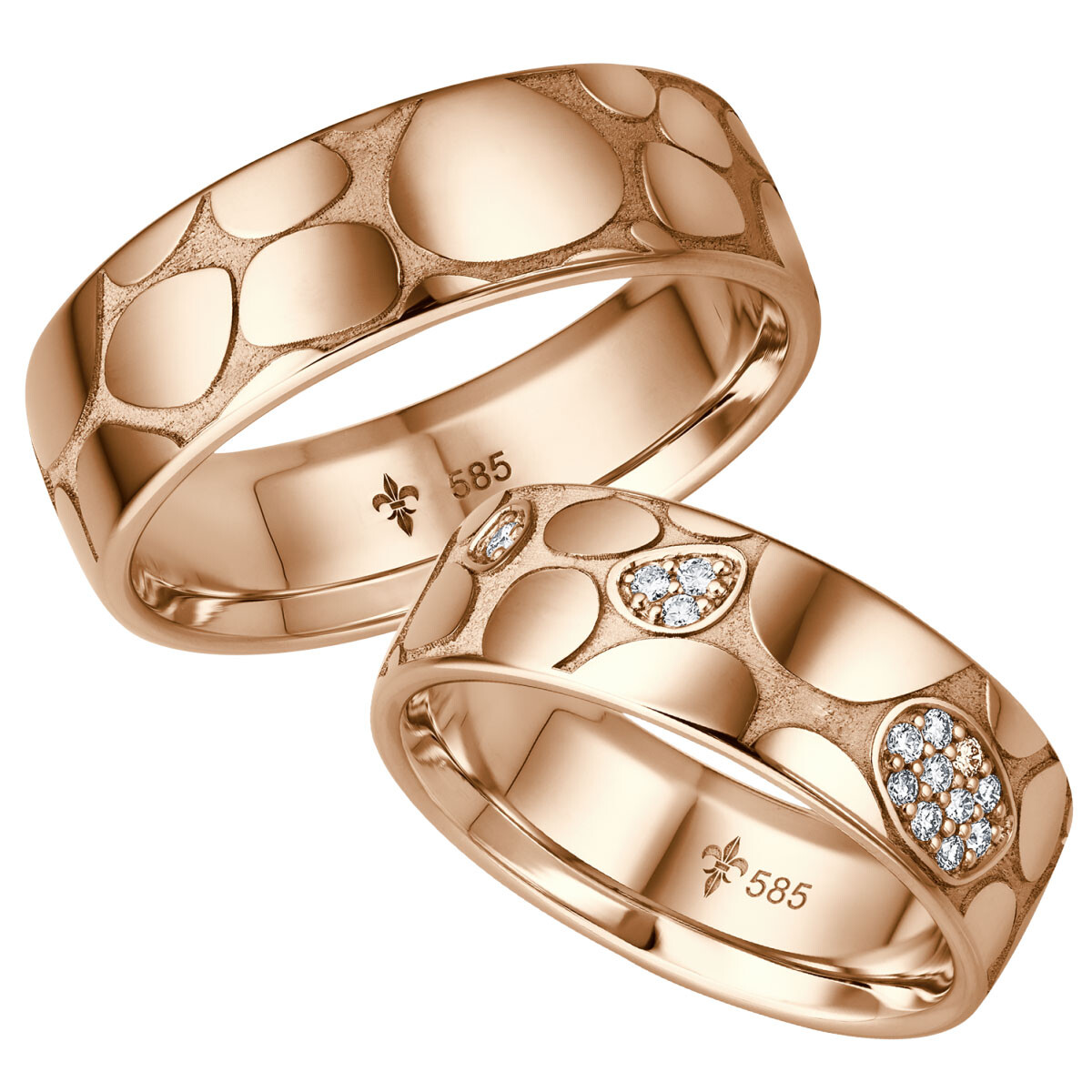 Giloy extravagante Trauringe Cécile aus Rotgold Brillant