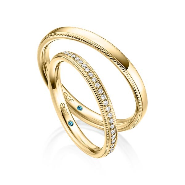 egf Trauringe Gelbgold Perlfuge Brillant F-1341-6