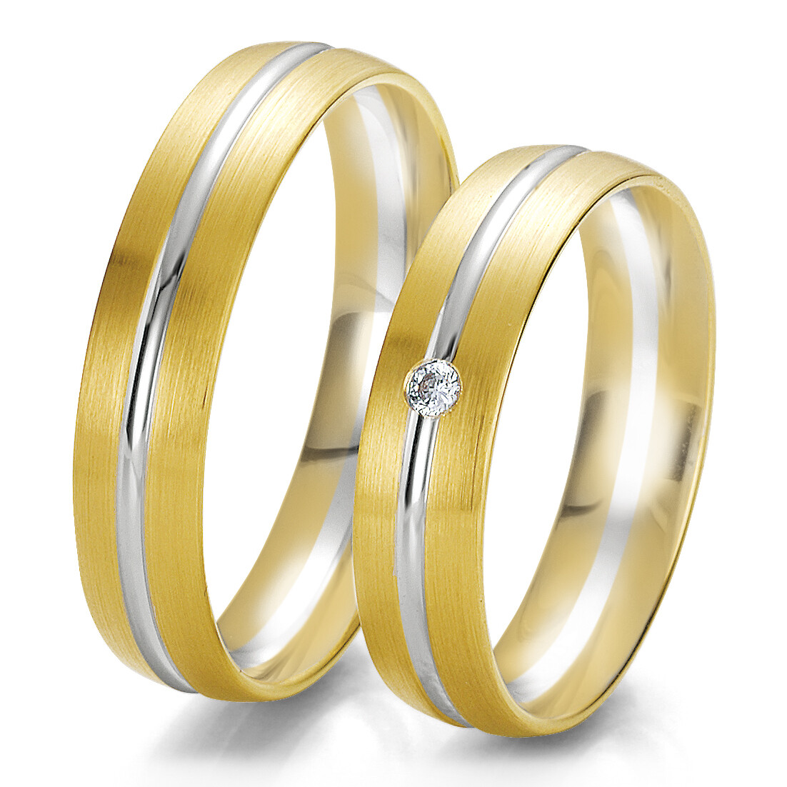 Trauringe Bicolor Gelbgold Weißgold Breuning 48/06235 & 48/06236