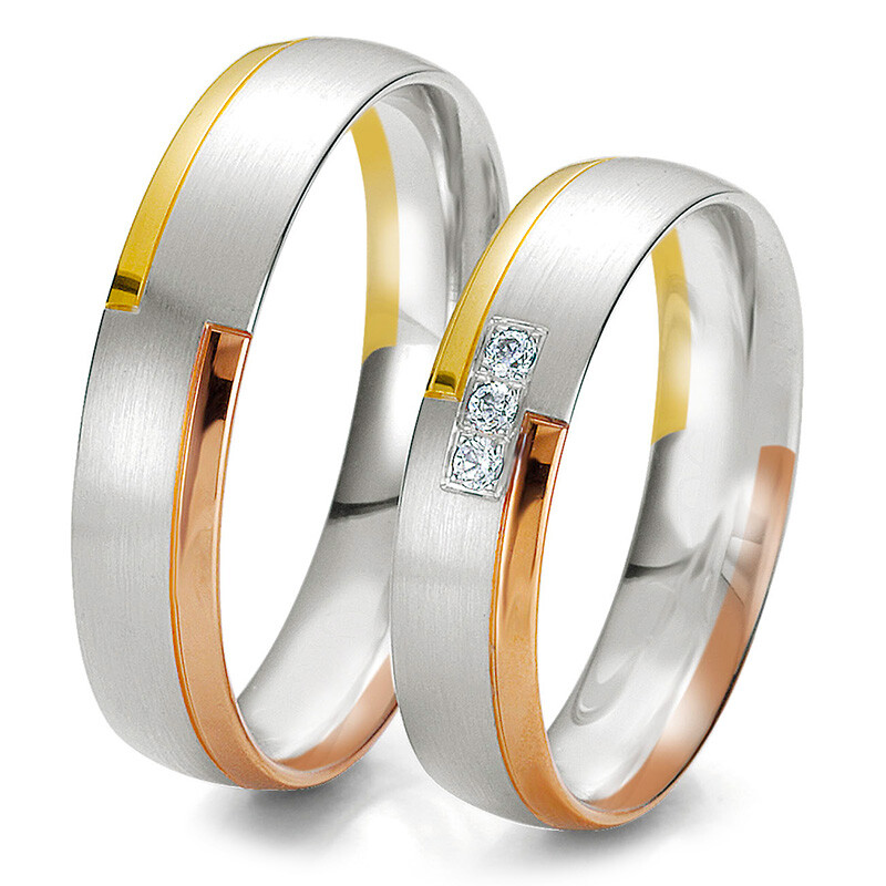 Trauringe Tricolor Rainbow Breuning 48/06209 & 48/06210