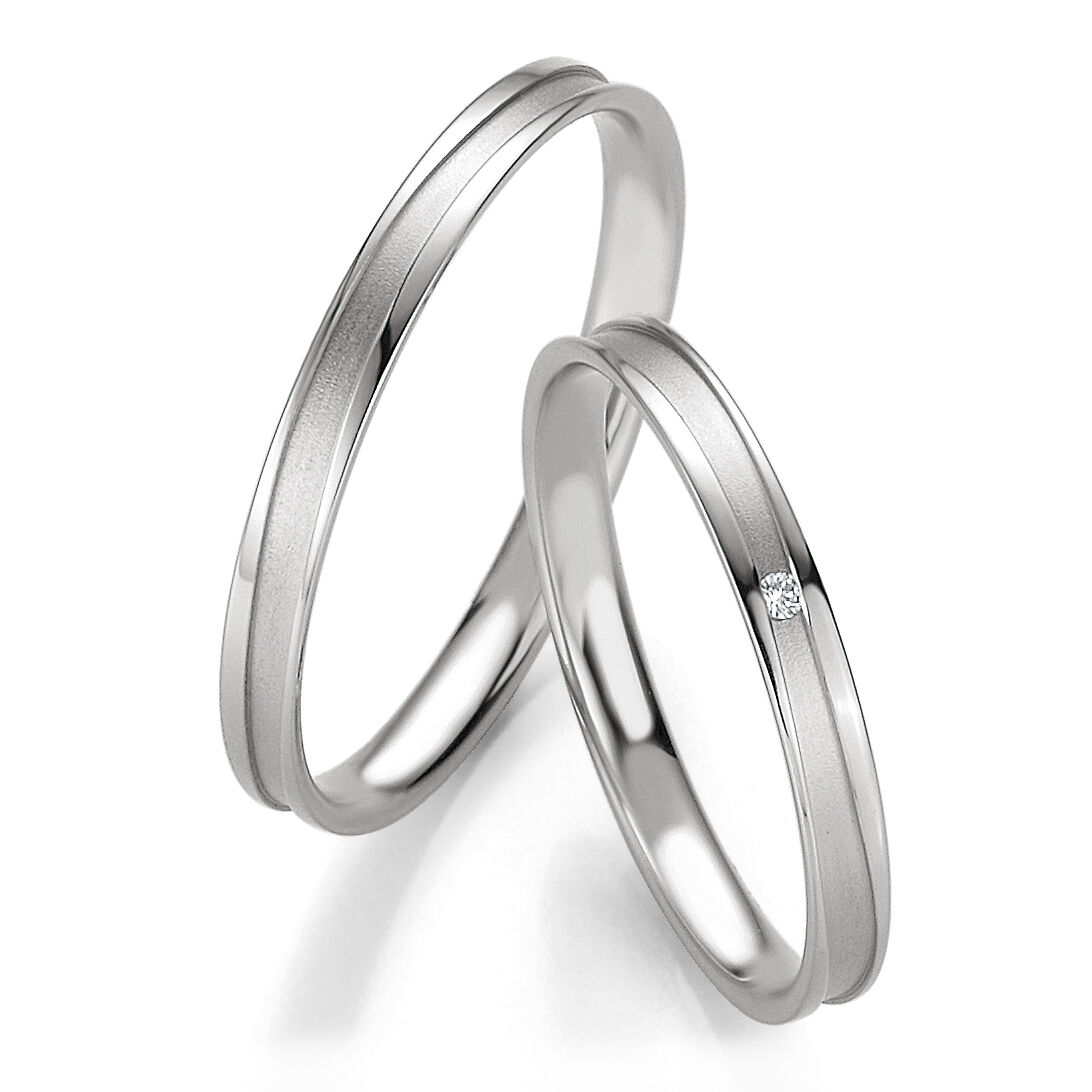Trauringe Weißgold Basic Slim Breuning 48/04325 & 48/04326
