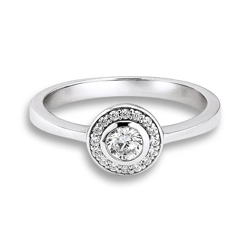 Halo Ring Silber 925 rhodiniert RZ90024