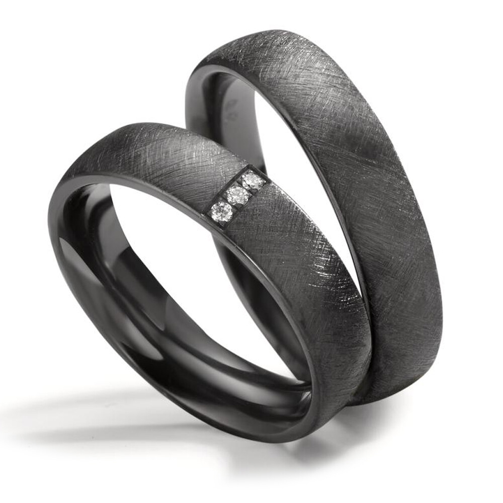 Eheringe aus Zirkonium 3 Brillanten Titanfactory 52671