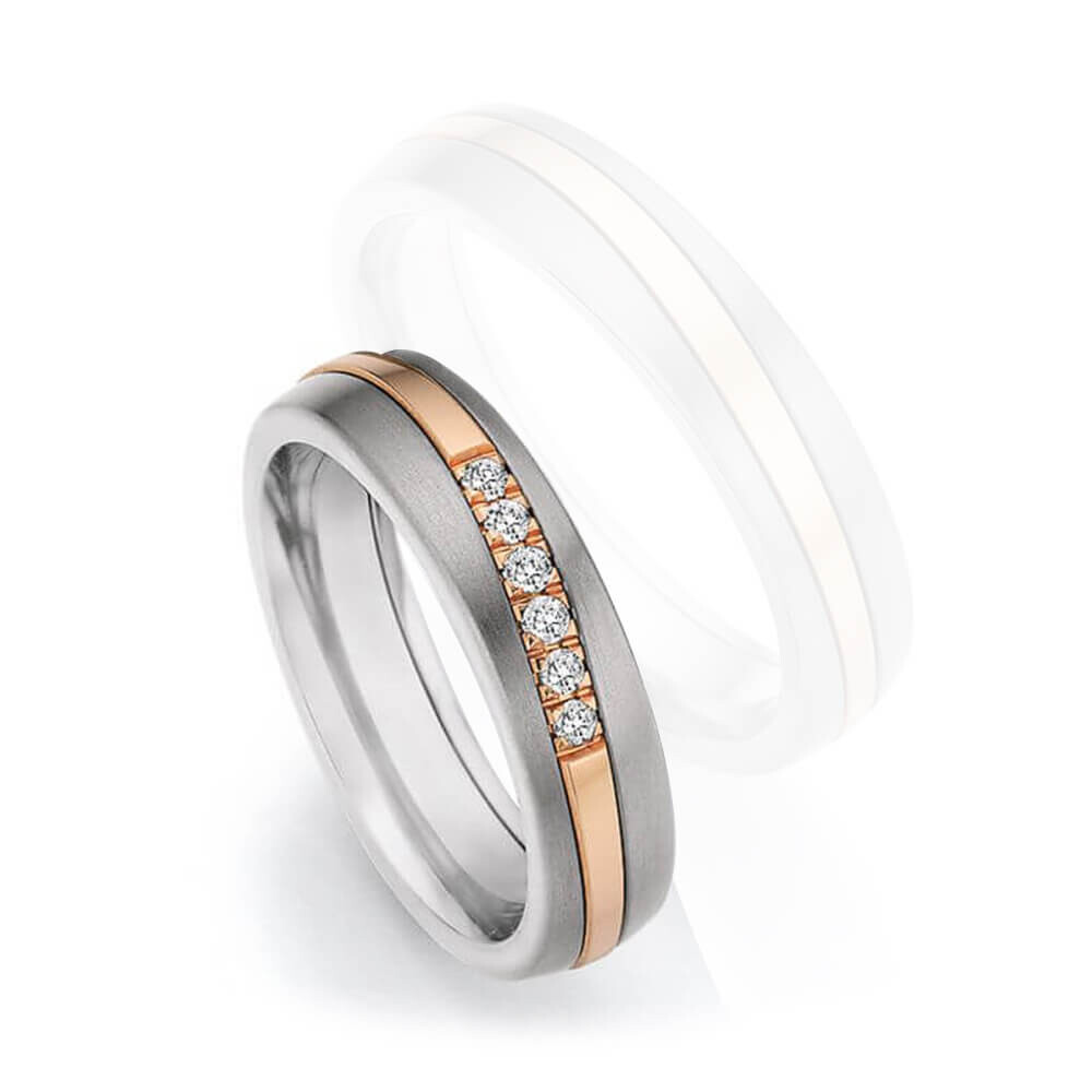 Damenring Surfing Colors Titan & Roségold Ruesch 14/20010