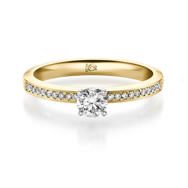 Diamantring Gelbgold 333 zus. 0,400 ct, Lab-Grown & tw,si Brillant Rubin RU-1713-8