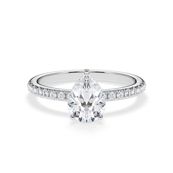 Verlobungsring Veiled Halo Lab-Grown Tropfen-Diamant Platin Rubin RU-1894