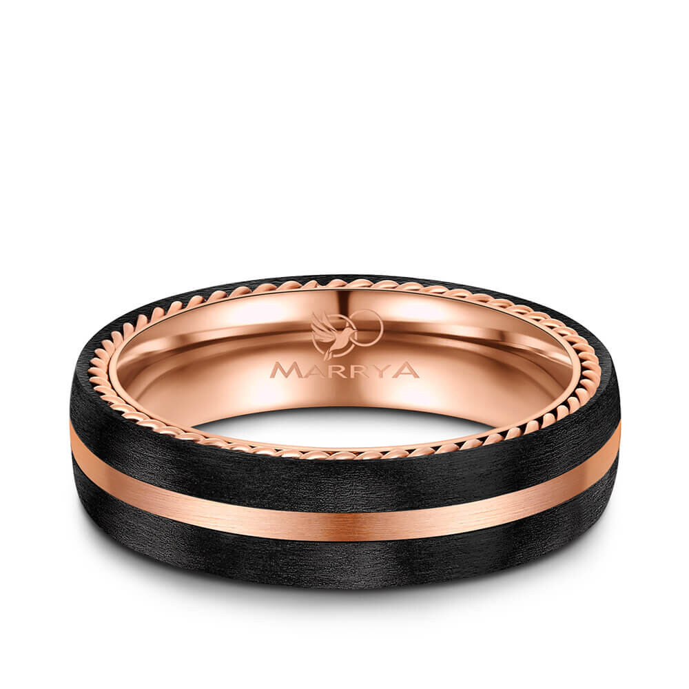 Herrenring Edelstahl rosé Carbon Marrya CA-03