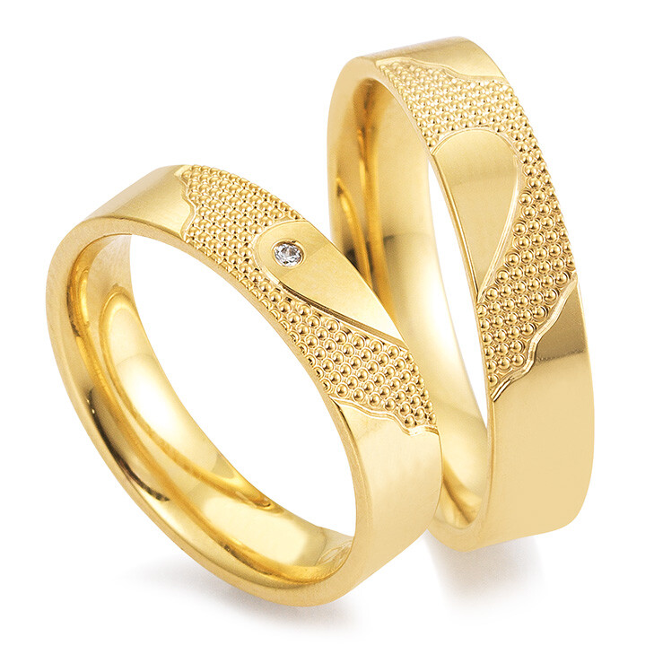 Trauringe Gelbgold Joy Breuning 48/04525 & 48/04526 Perlen Muster