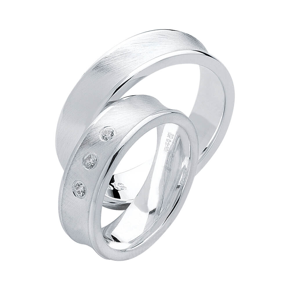 Partnerringe Heartbeat Konkav Silber 925 Rubin S24