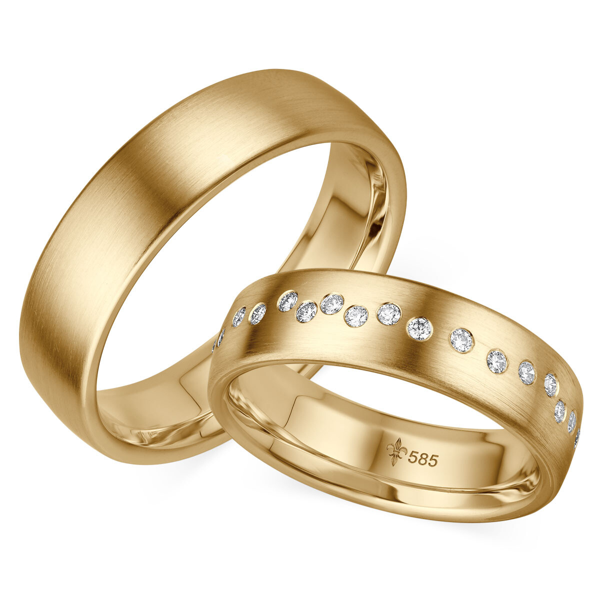 Giloy Trauringe TR-0-00028 & TR-1-00028 Blanche Gelbgold