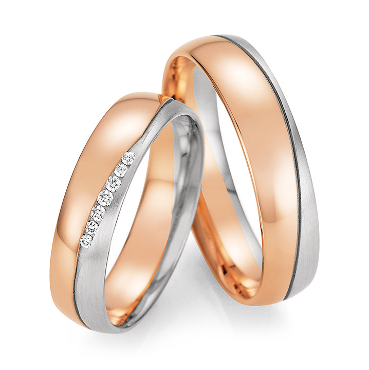 Ruesch Trauringe 66/46010 & 66/46020 aus Weißgold 585 & Rotgold 585