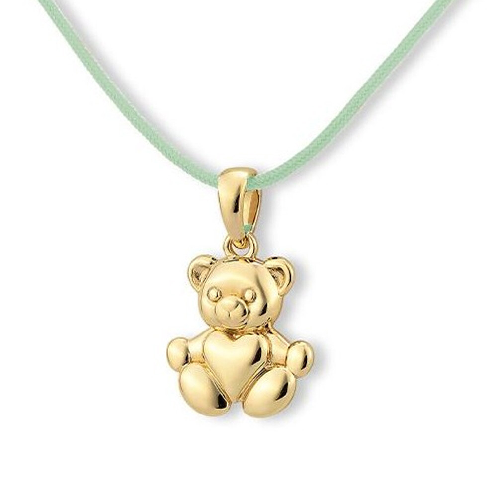 Collier Kids Teddybär Silber vergoldet Breuning 64-01243 - Band grün